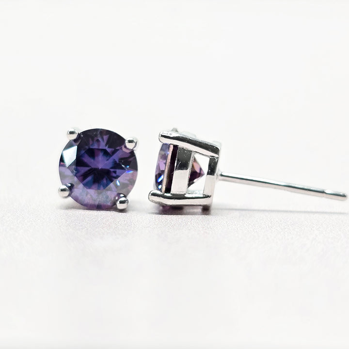 Amethyst Moissanite Crystal Sterling Silver Earrings