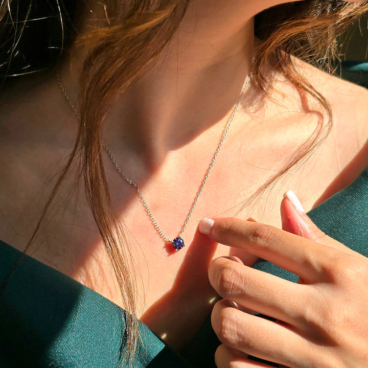 Amethyst Moissanite Crystal Sterling Silver Necklace