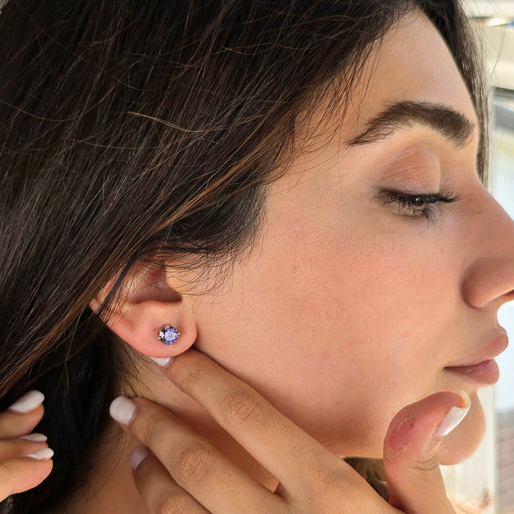 Amethyst Moissanite Crystal Sterling Silver Earrings