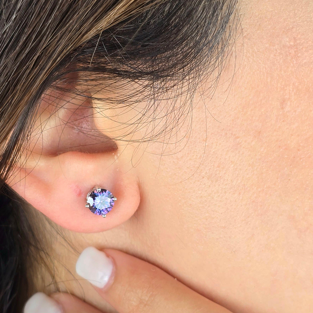 Amethyst Moissanite Crystal Sterling Silver Earrings