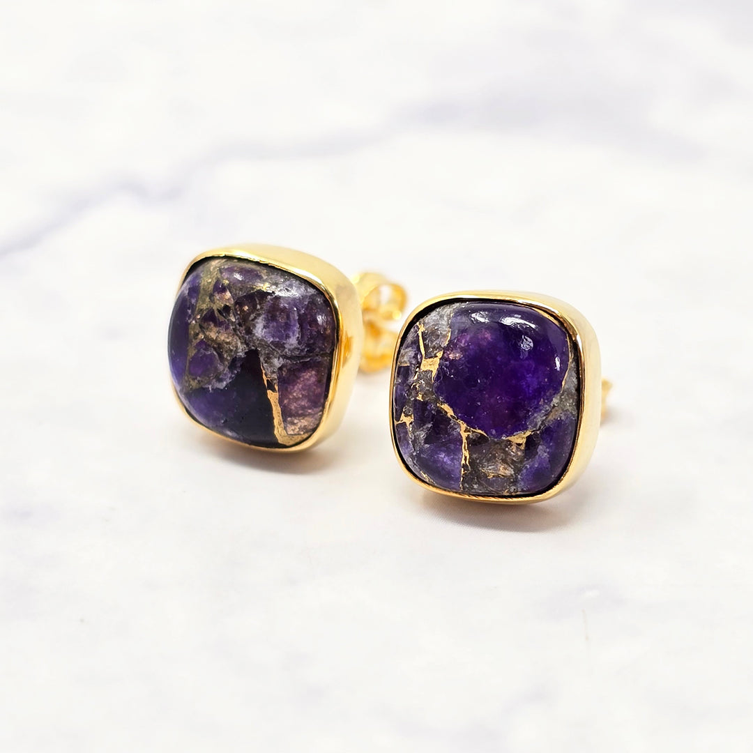 Amethyst February Birthstone Gold Vermeil Stud Earrings