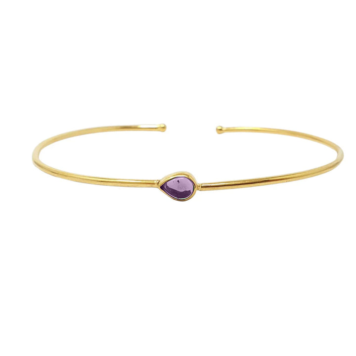 18ct Gold Plated Amethyst February Birthstone Bangle