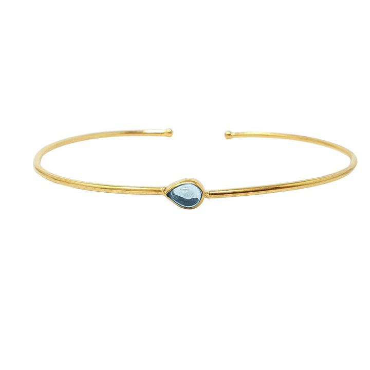 18ct Gold Plated Aquamarine March Birthstone Bangle