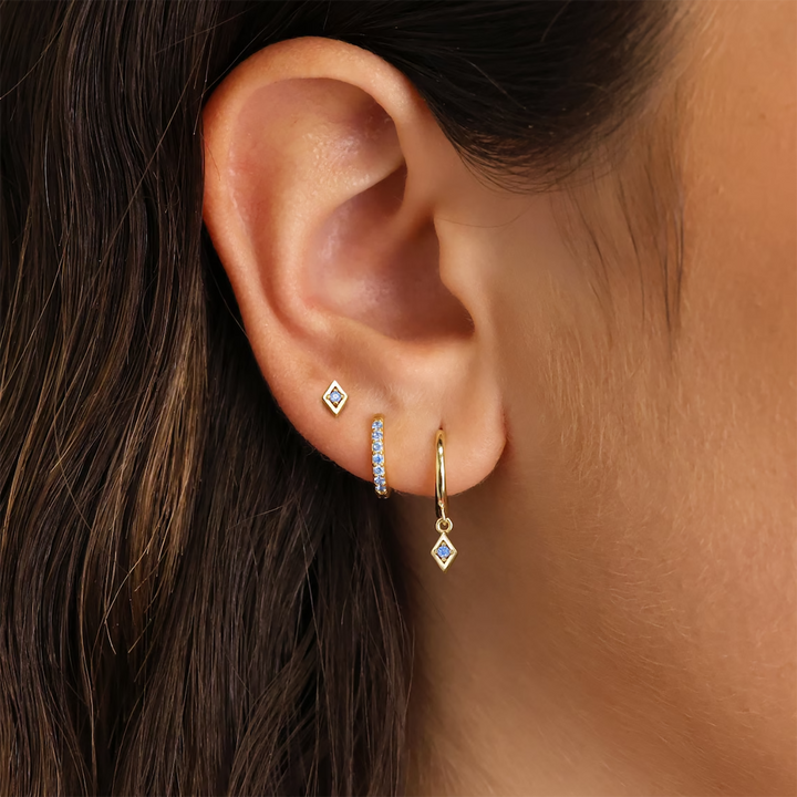 Aquamarine March Birthstone Cartilage Flat Back Labret Conch Stud Earrings