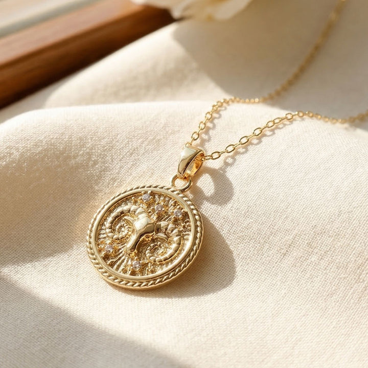 Aries Gold Plated Zodiac Astrology Pendant Charm Necklace