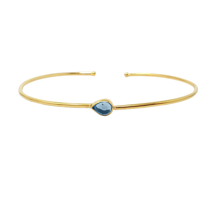 Blue Topaz December Birthstone Gold Plated Bangle