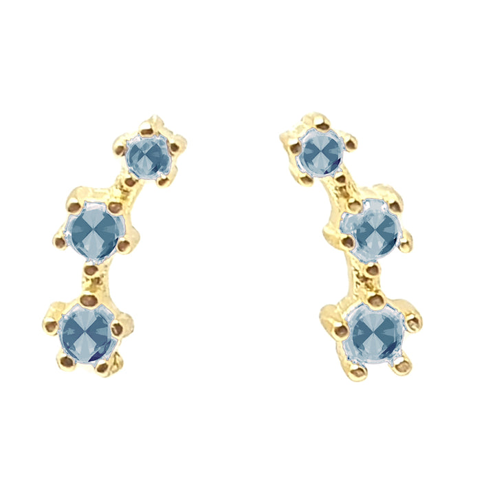 Blue Topaz December Birthstone Climber Stud Earrings