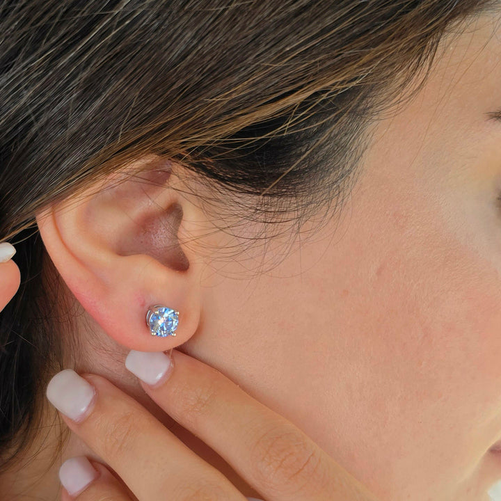 Blue Topaz Moissanite Crystal Sterling Silver Earrings