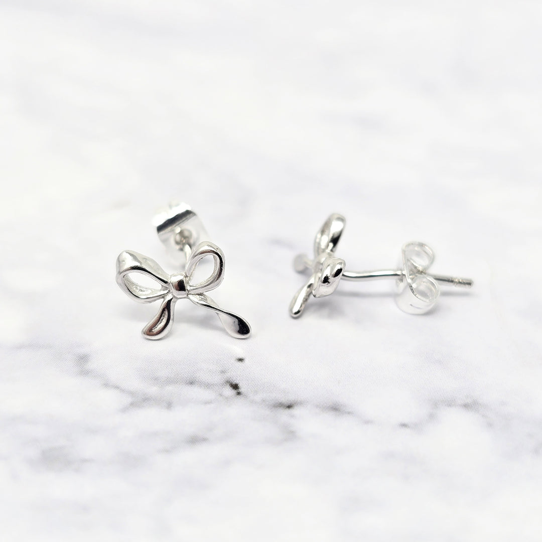 Cute Bow Tie Bowknot Silver Everyday Stud Earrings