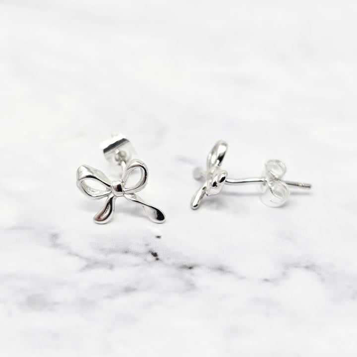 Cute Bow Tie Bowknot Silver Everyday Stud Earrings