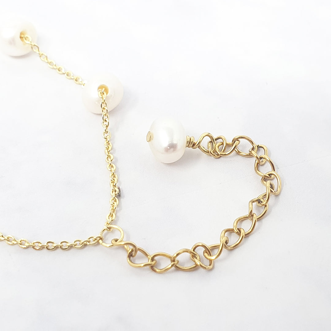 Freshwater Pearl Double Chain Wedding Bracelet Gift