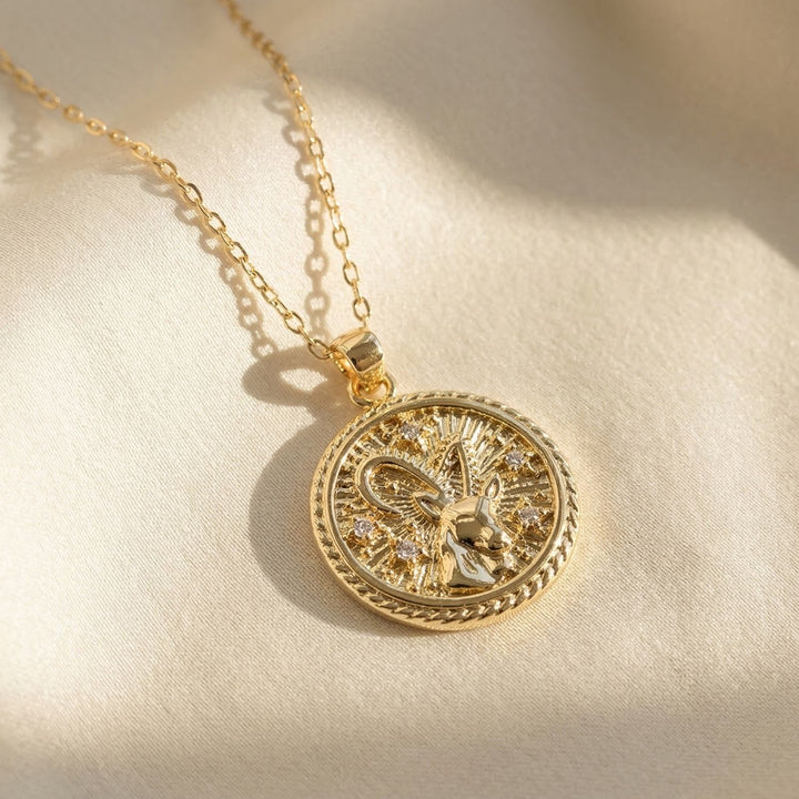 Capricorn Gold Plated Zodiac Astrology Pendant Charm Necklace