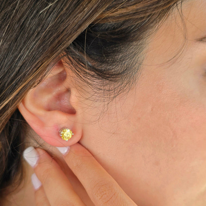 Citrine Moissanite Crystal Sterling Silver Earrings