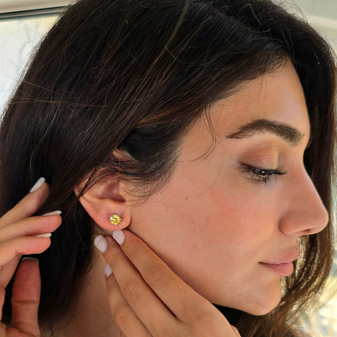 Citrine Moissanite Crystal Sterling Silver Earrings