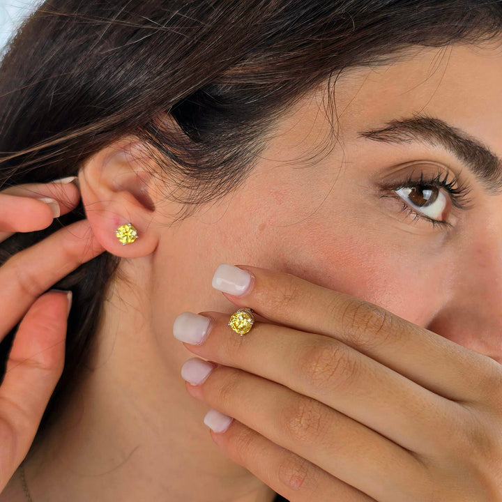 Citrine Moissanite Crystal Sterling Silver Earrings