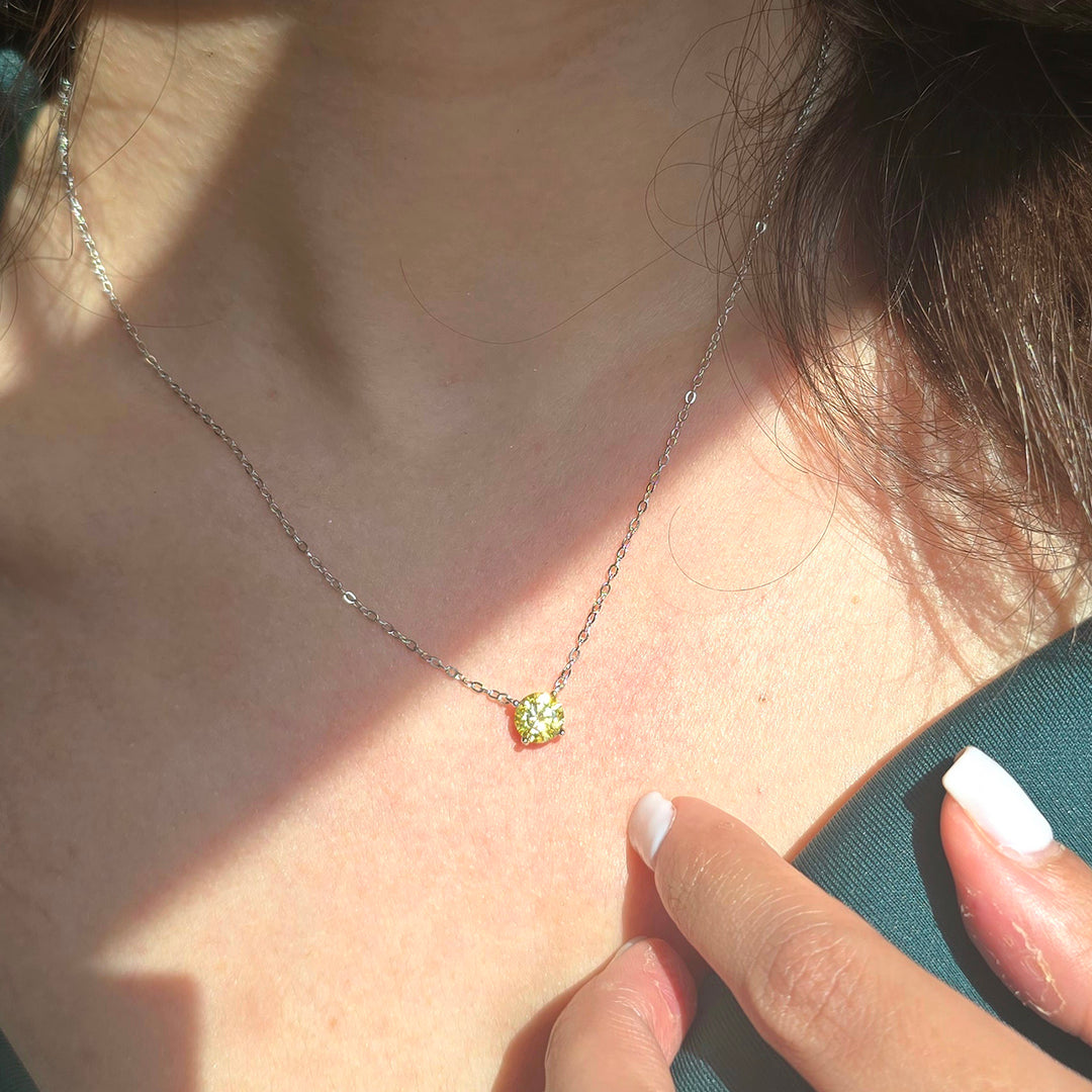 Citrine 1ct Moissanite Crystal Sterling Silver Necklace