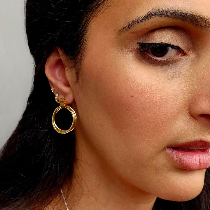 18ct Gold Plated  Dual Hoop Earrings