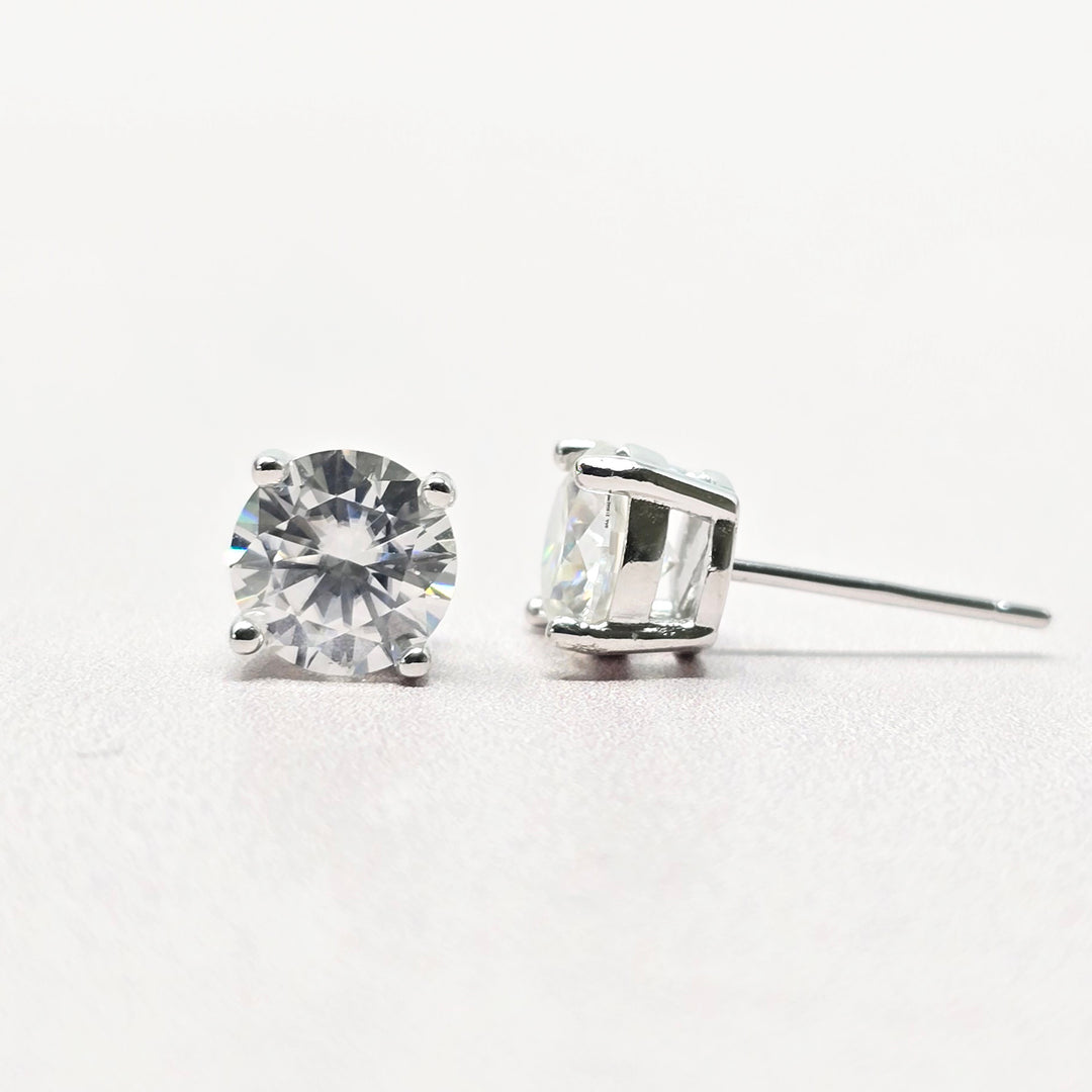 Diamond Moissanite Crystal Sterling Silver Earrings