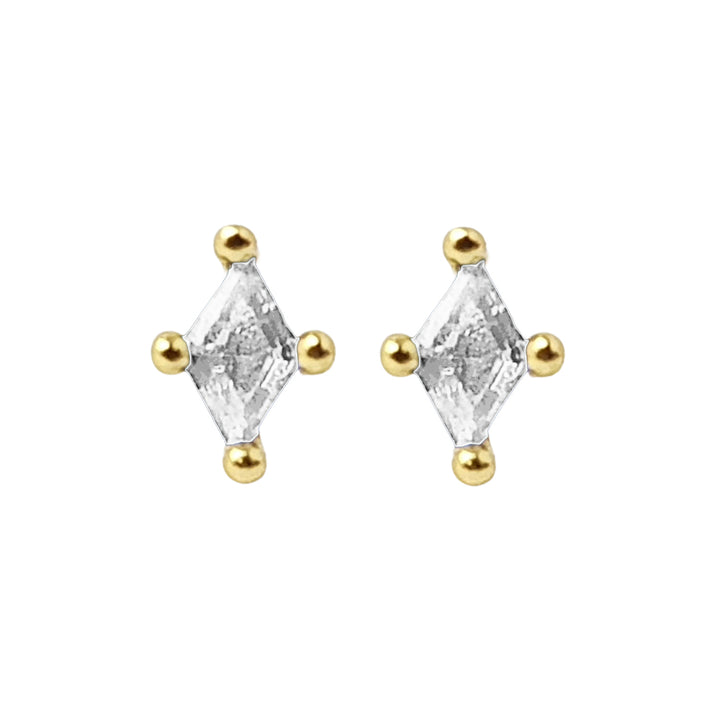 Tiny Stud Diamond April Birthstone Gold Plated Earrings