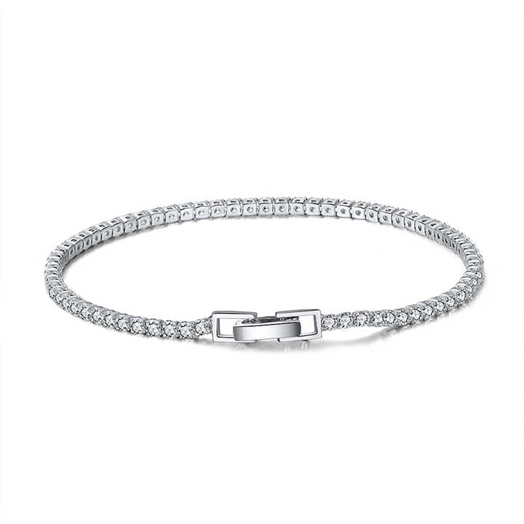 Diamond Gemstone Sterling Silver Tennis Bracelet