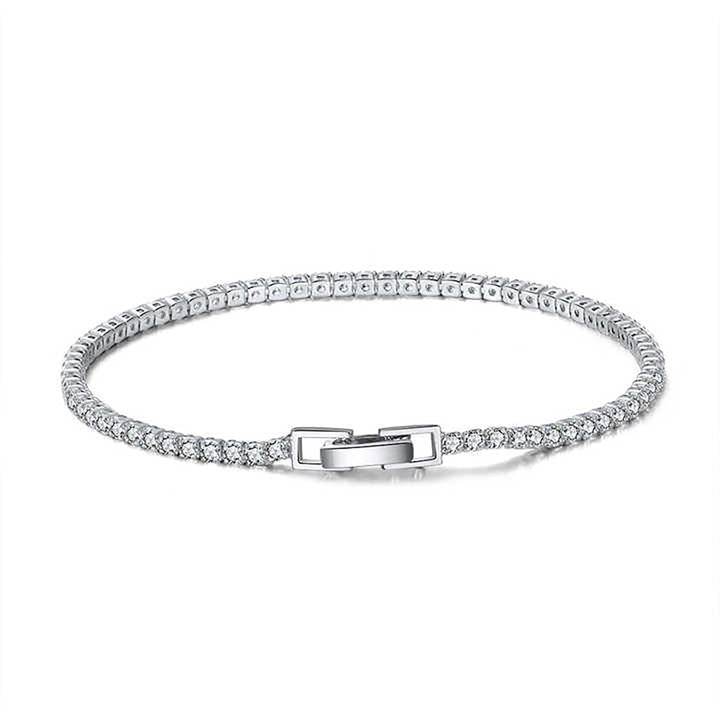 Diamond Gemstone Sterling Silver Tennis Bracelet