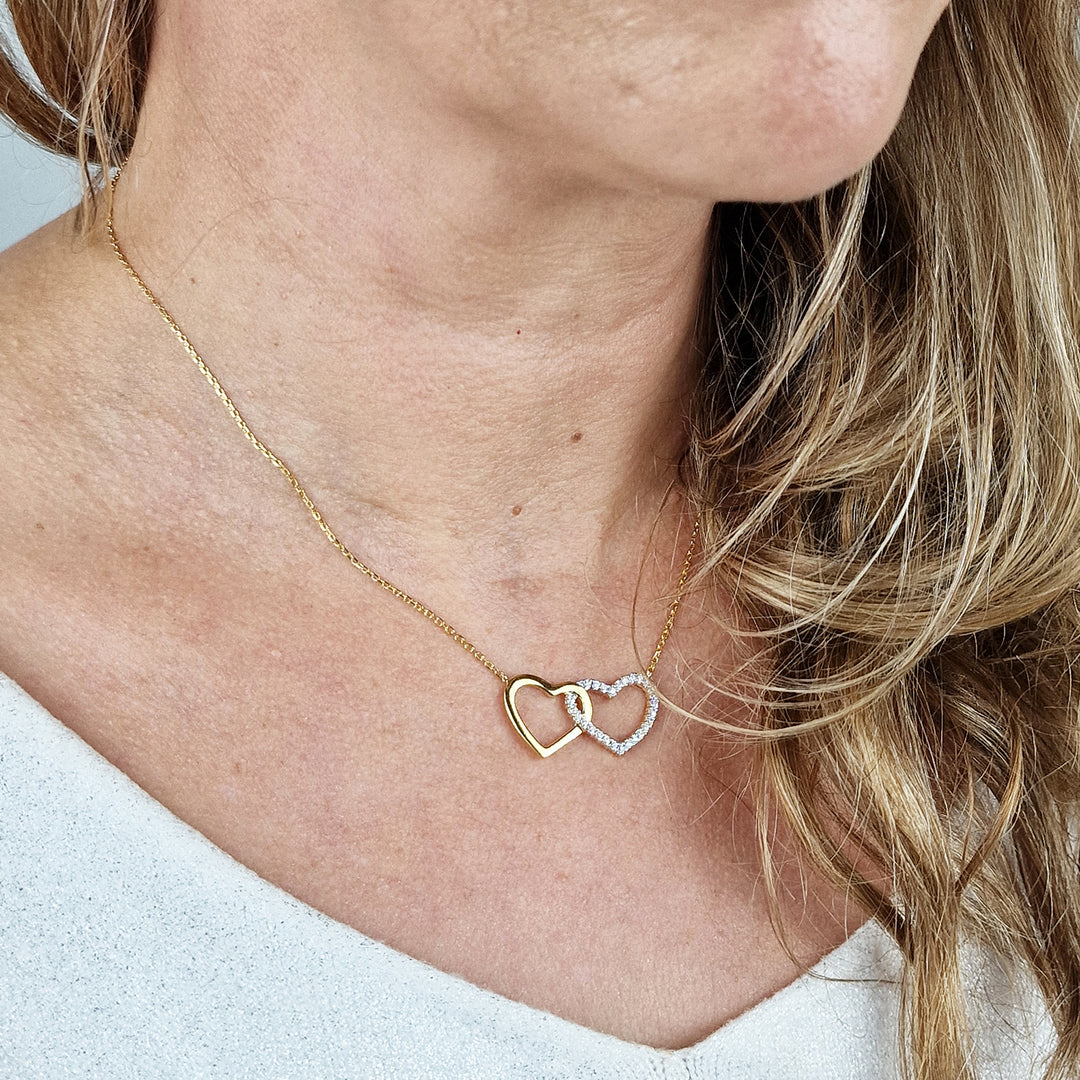18ct Gold Plated Interlocking Double Hearts Necklace