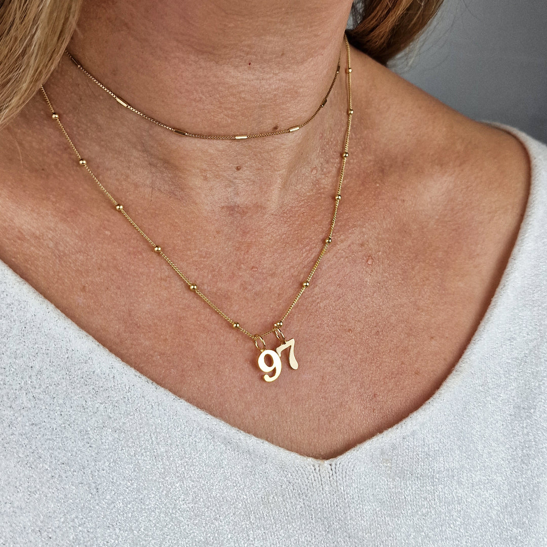 18ct Gold Plated Number Pendant Charm Necklace