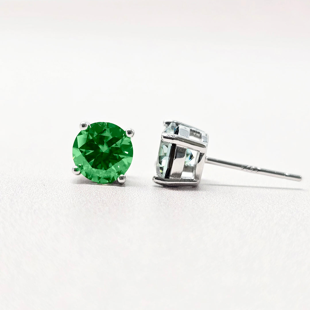 Emerald Moissanite Crystal Sterling Silver Earrings