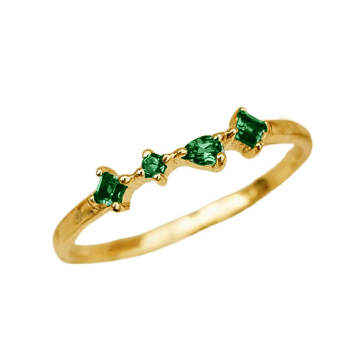 Minimalist Emerald Gemstone May Birthstone Adjustable Gold Vermeil Ring