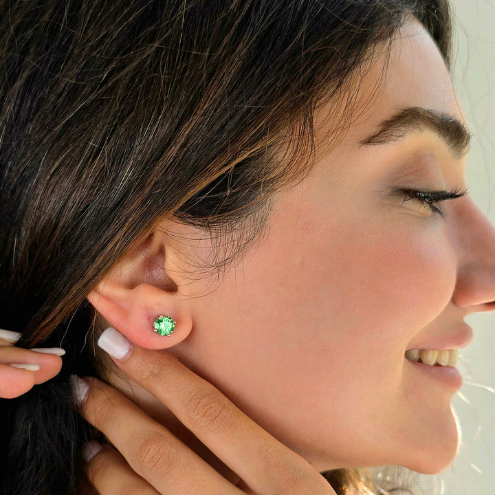 Emerald Moissanite Crystal Sterling Silver Earrings