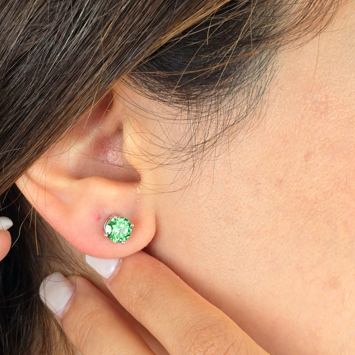 Emerald Moissanite Crystal Sterling Silver Earrings