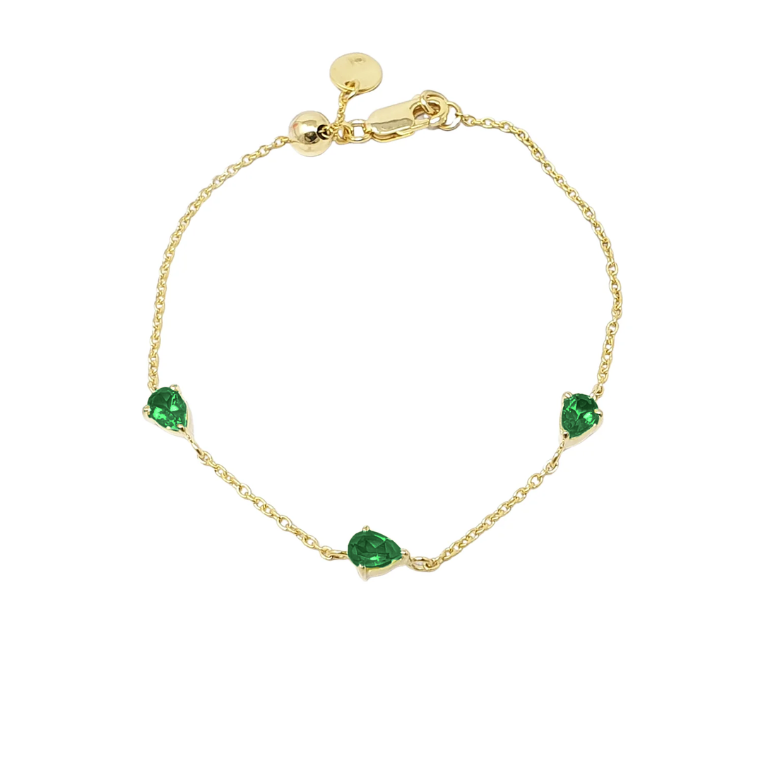 Emerald May Birthstone Minimalist Gold Vermeil Bracelet