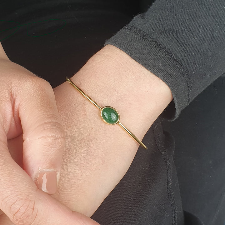 Emerald May Birthstone Gold Plated Bangle Bracelet
