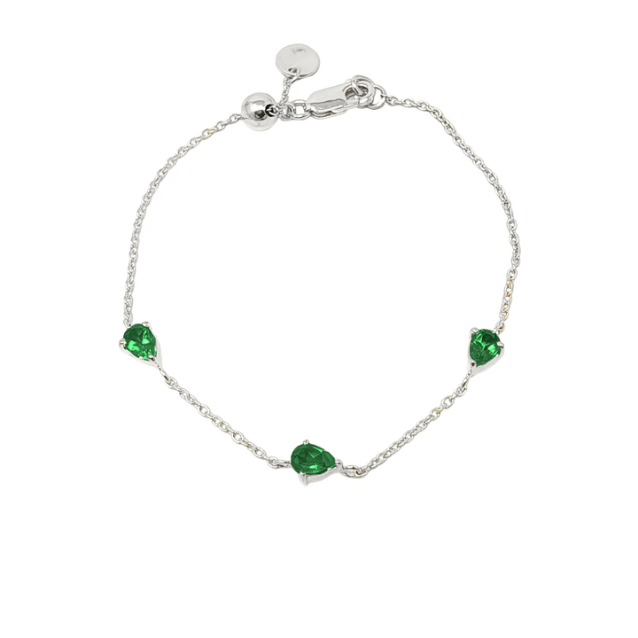 Emerald May Birthstone Minimalist Silver Bracelet