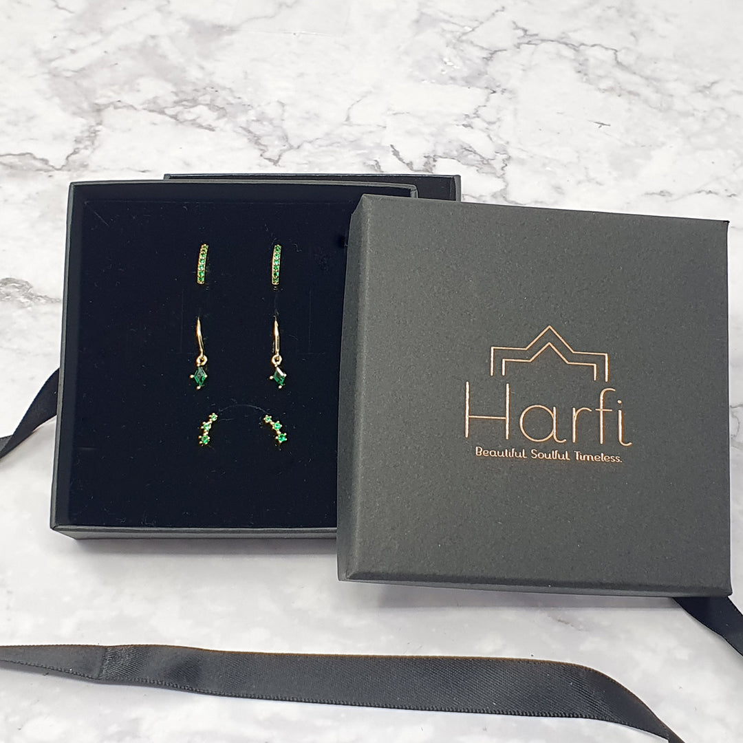 May Birthstone Emerald Earrings Gift Set For Her