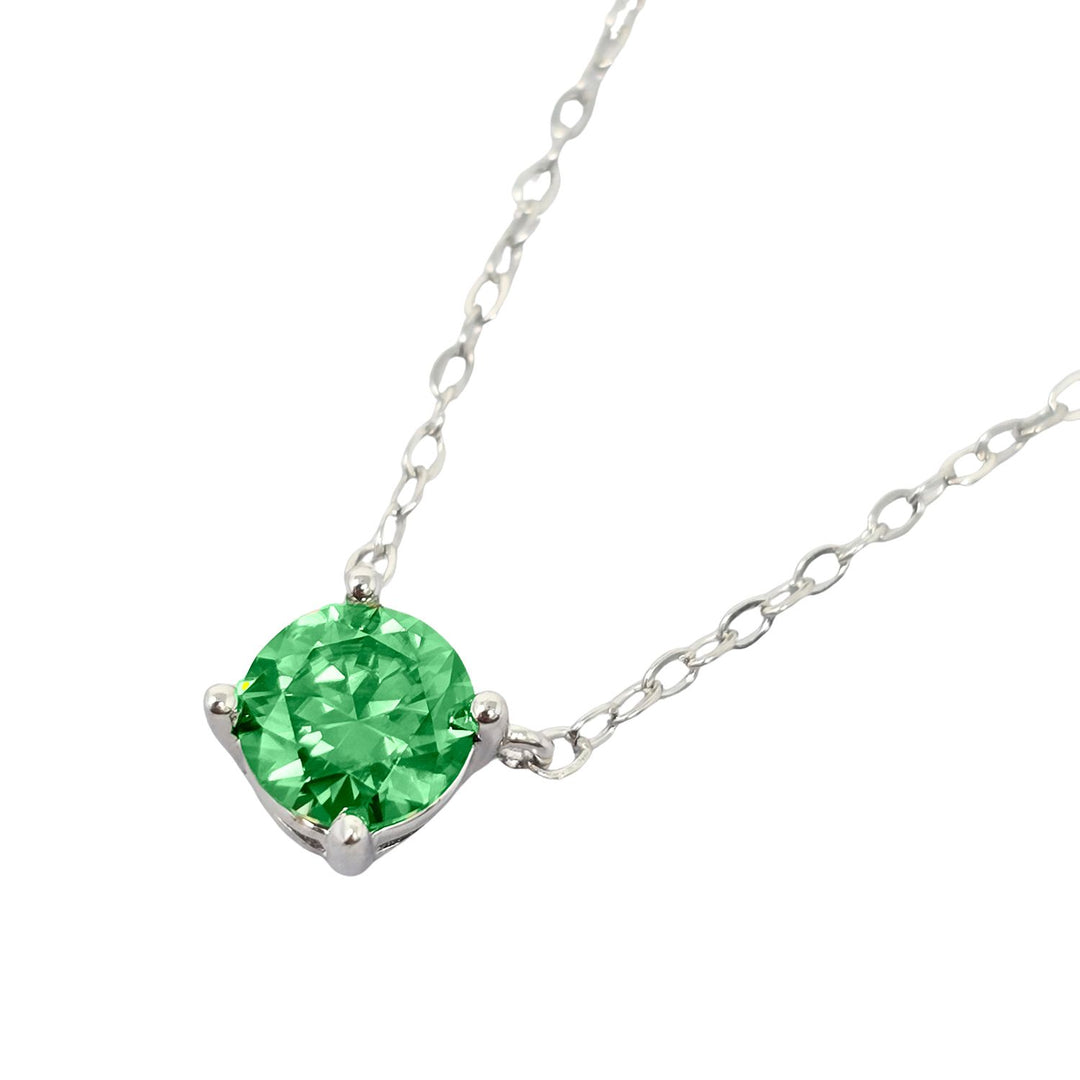 Emerald Moissanite Crystal Sterling Silver Necklace