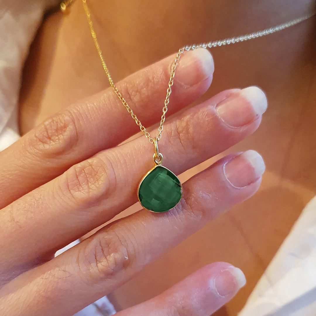 Emerald May Birthstone Gold Plated Pendant Necklace