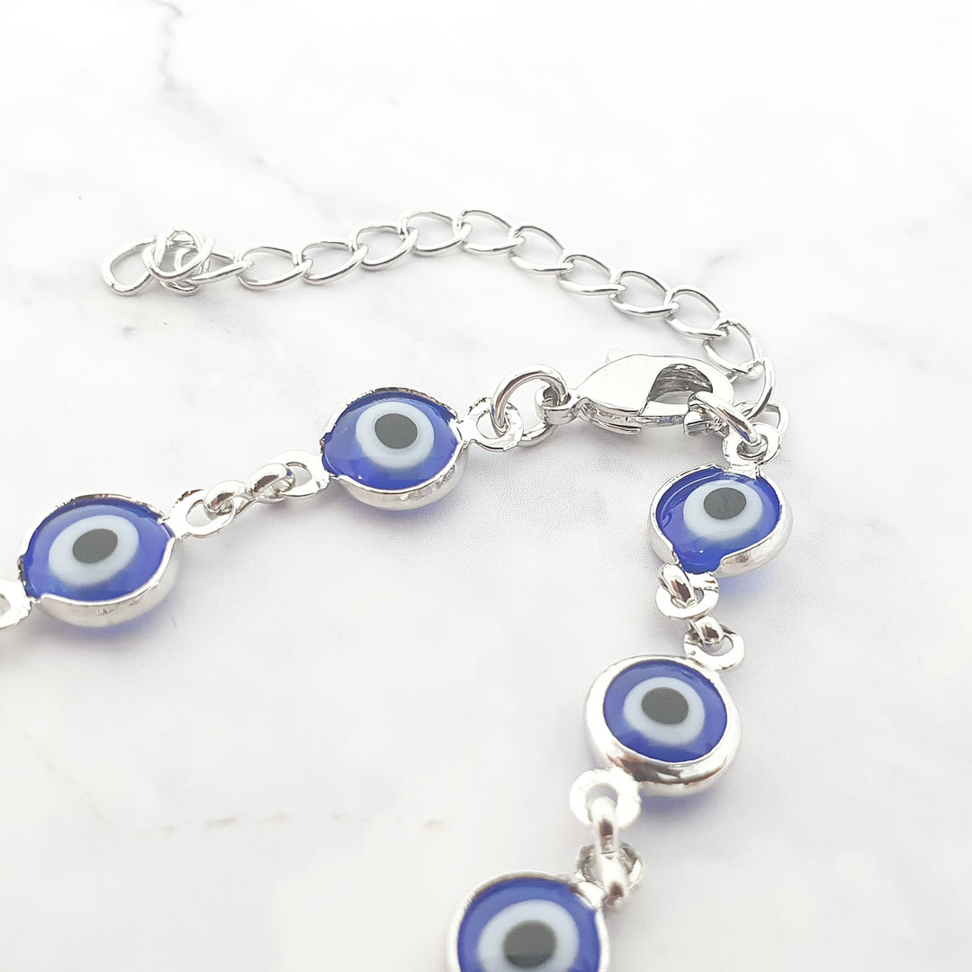 Blue Evil Eye Silver Protection Necklace