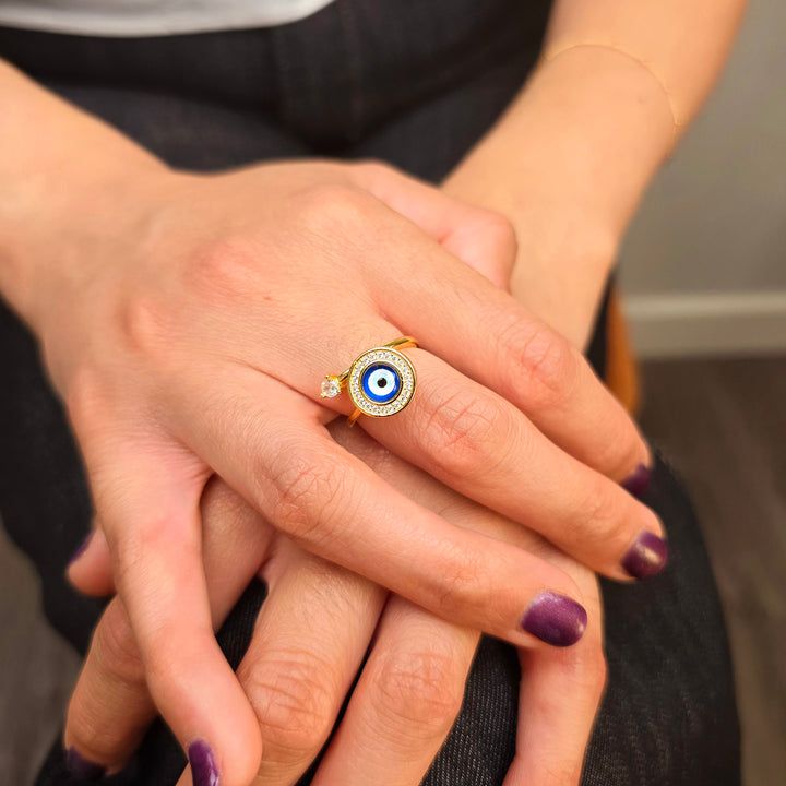 Evil Eye Fidget Spinner Friendship Gold Plated Ring