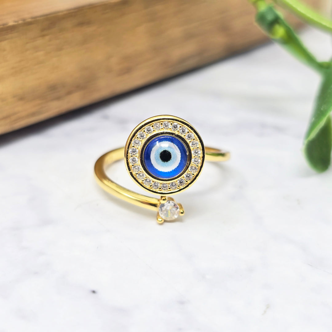 Evil Eye Fidget Spinner Friendship Gold Plated Ring