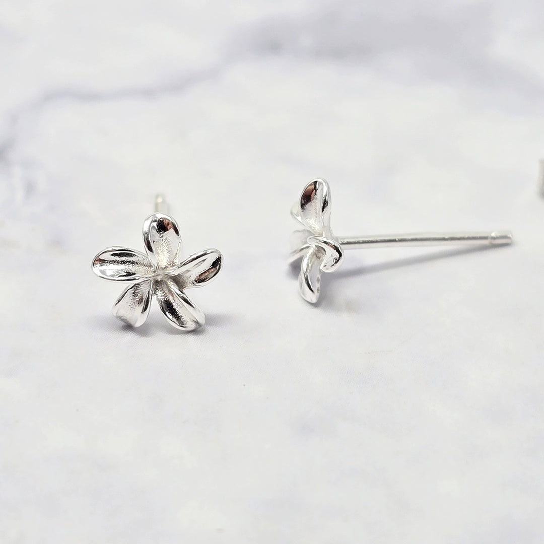 Dainty Mini Tiny Flower Stud Sterling Silver Earrings