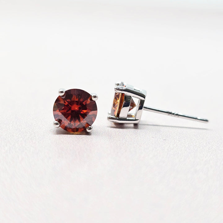 Garnet 1ct Moissanite Crystal Sterling Silver Earrings