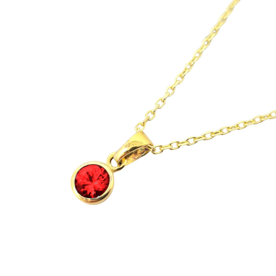 Mini Round Garnet January Birthstone Pendant Necklace