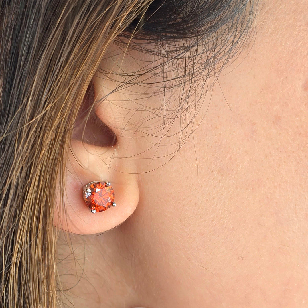 Garnet 1ct Moissanite Crystal Sterling Silver Earrings