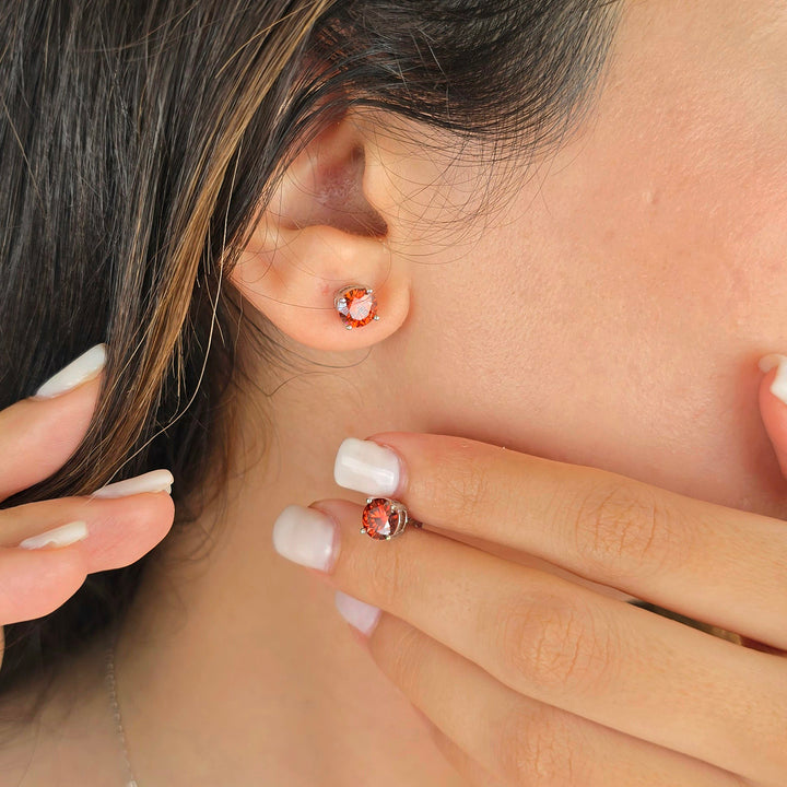 Garnet 1ct Moissanite Crystal Sterling Silver Earrings
