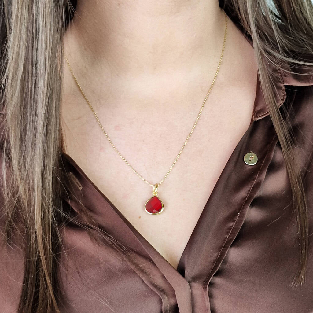 Garnet January Birthstone Pendant Charm Necklace