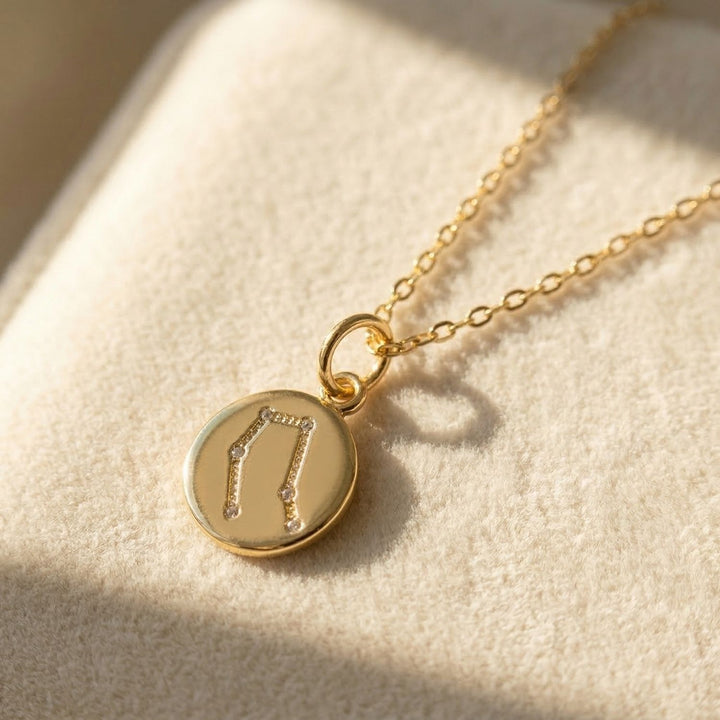 Gemini Gold Plated Constellation Star Map Pendant Charm Necklace