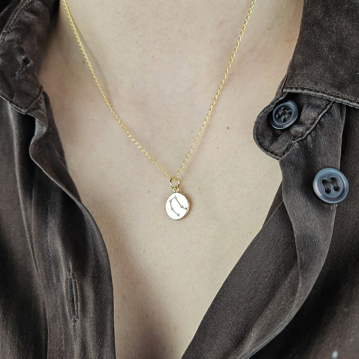 Gemini Gold Plated Constellation Star Map Pendant Charm Necklace