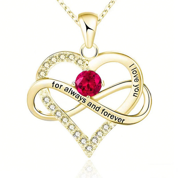Ruby Gemstone Heart Romantic Love Gold Plated Necklace