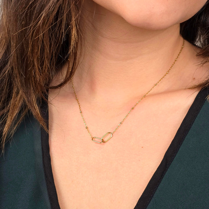Interlocking Paperclip Infinity Gold Plated Necklace